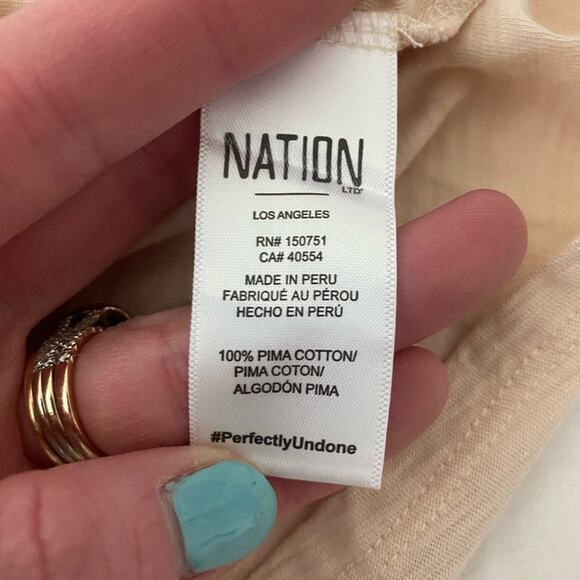 NATION LTD KELSEY RUFFLED ROMANCE TEE Antique Long Sleeve V Neck Small - Picture 11 of 16